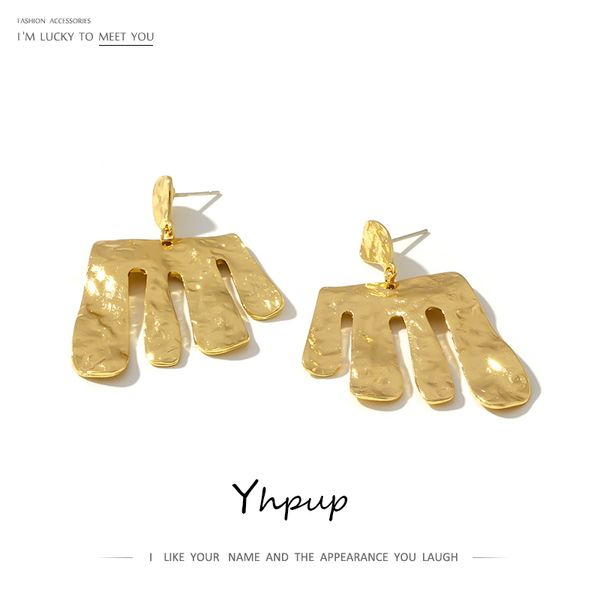 

yhpup popular vintage gold dangle earrings irregular geometric personality simple brincos for women office jewelry s925 post new, Silver