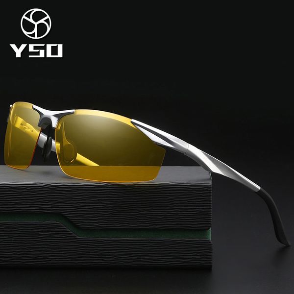 

yso night vision glasses men aluminium magnesium frame polarized night vision goggles for car driving anti glare glasses 2206, White;black