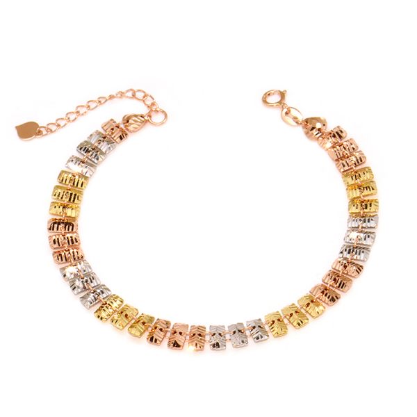 

18k color gold car flower square bracelet female models, Golden;silver