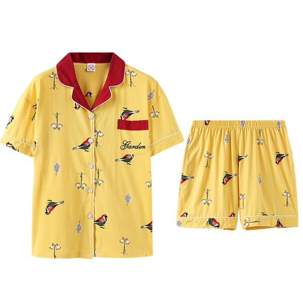 

2019 big size -2xl 100% cotton pajamas sets sleepwear summer suit women short sleeve pyjamas, Blue;gray