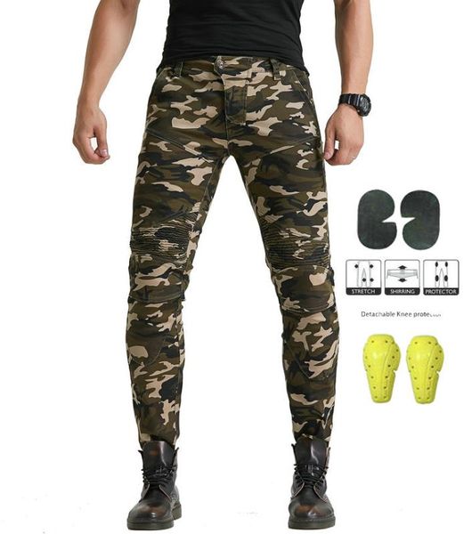 

camo mens motorcycle riding pants denim jeans with removable ce armor knee hip pads powersports cargo pants protective
