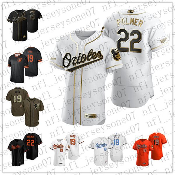 

custom men's women youth baltimore orioles 19 chris davis 22 jim palmer black orange authentic weekend 2020 home jersey