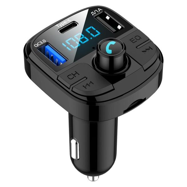 

auto fm transmitter 5.0 carkit mp3 audio music player handstype c charging quick charge qc3.0 car charger