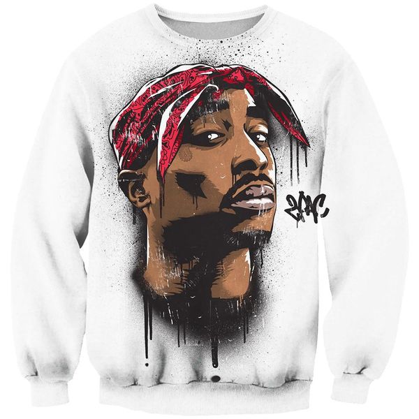 

2019 3d character sweatshirts printed tupac shakur harajuku asian size, Black
