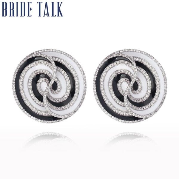 

bride talk lollipop shape sweet style clip earring cz zircon silver color wedding round earring for women party jewelry gift