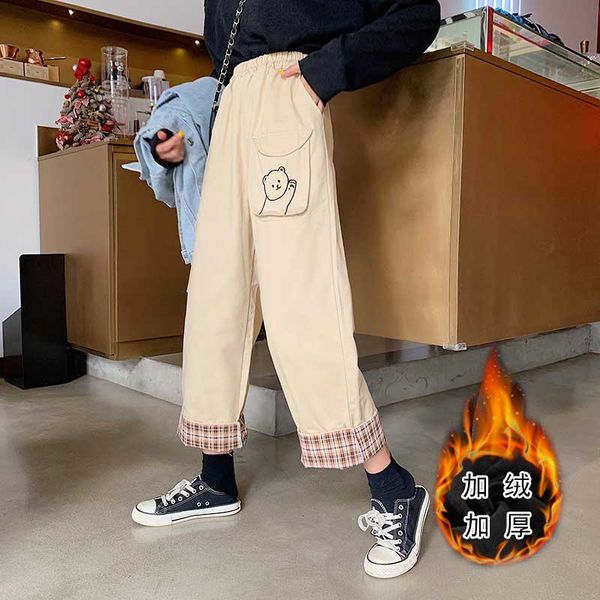 

nicemix sweet elastic waist flat straight summer and autumn pockets ankle-length pants women's clothing korean styl, Black;white