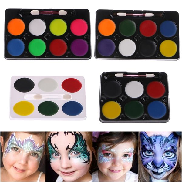 

6 / 8 colors face body paint palette makeup brush set halloween party stage painting supplies c26