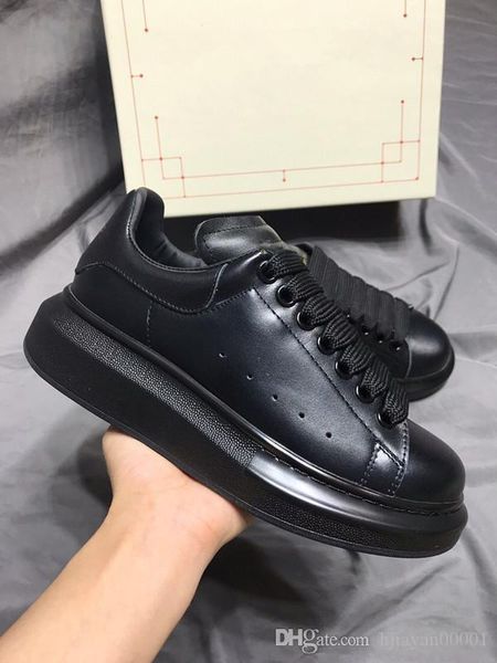 

2019 luxury men's and women's fashion white leather platform shoes designer shoes leather sports shoes flat casual gp91104, Black
