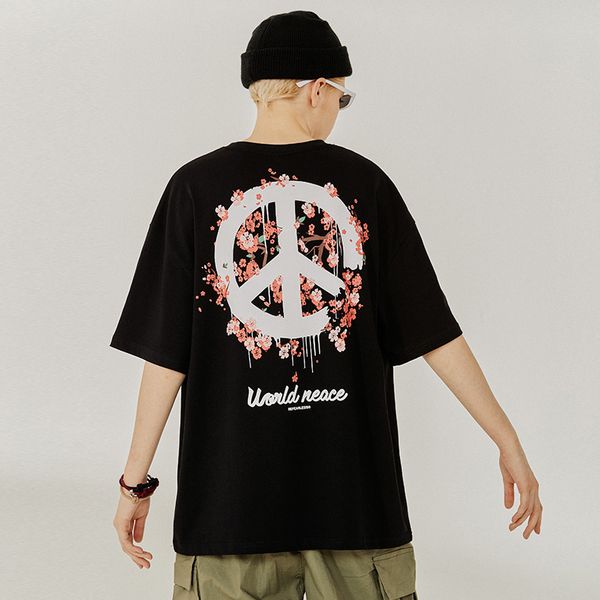 

fashion men's t-shirt 2020 summer street popular logo anti-war print casual round neck short sleeve men's loose half sleeve t-shirt 2-color