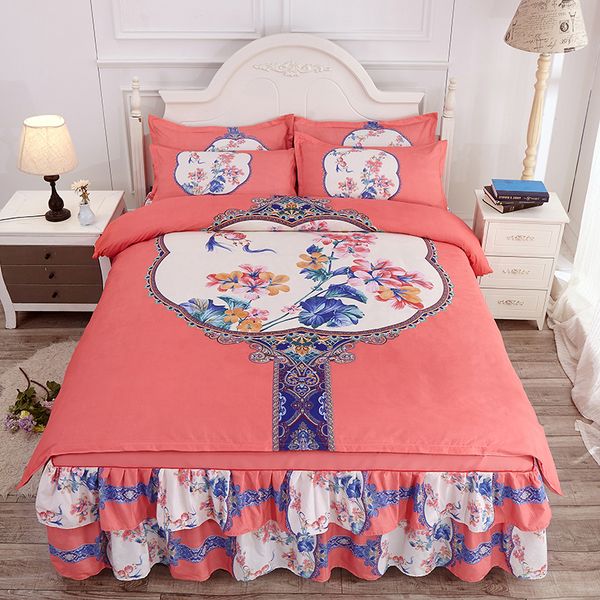 

4pcs fashion floral bedding sets sanding bed linen soft comfortable king  bedding set duvet cover bedspread pillowcase