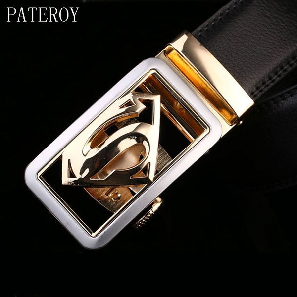 

pateroy] male belt ceintures ceinture homme designer belts men leather belt men gold automatic buckle black cinto, Black;brown