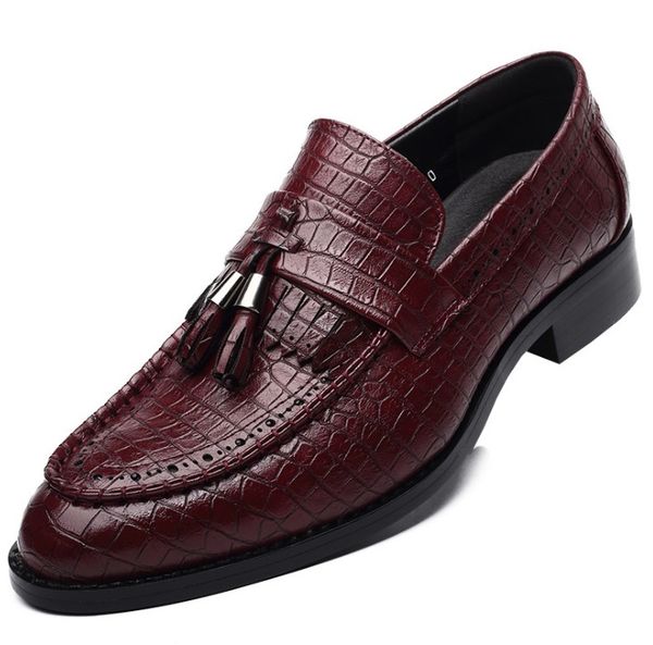 

мужская мода crocodile grain классические tessels мокасины мужские ботинки платья из натуральной кожи вскользь мокасины квартиры обувь, Black