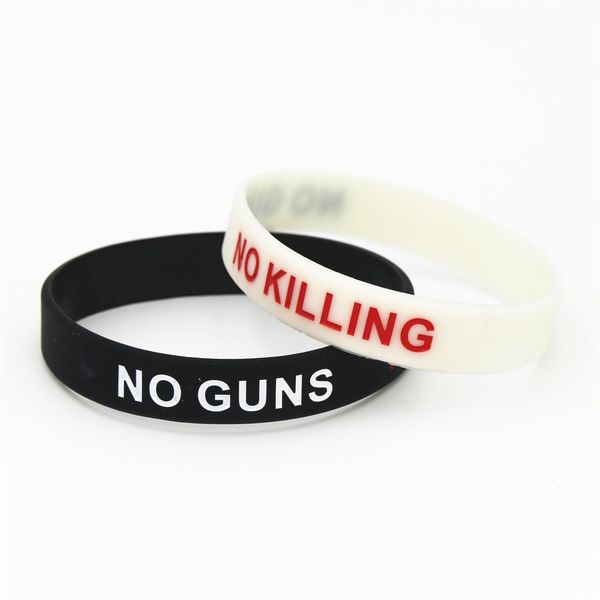 

1pc no guns no killing silicone wristbands mourning shooting accident against guns rubber bracelets&bangles gifts sh187, Golden;silver