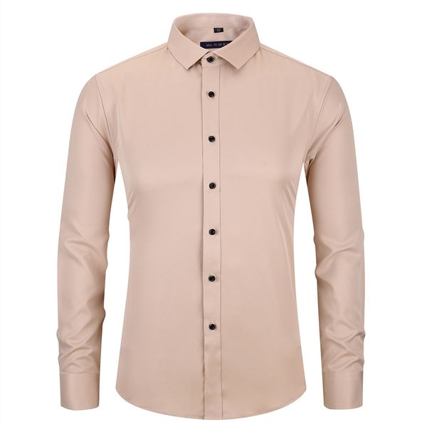 

bamboo fiber men dress shirt khaki elasticty slim fit long sleeve male casual shirt, White;black