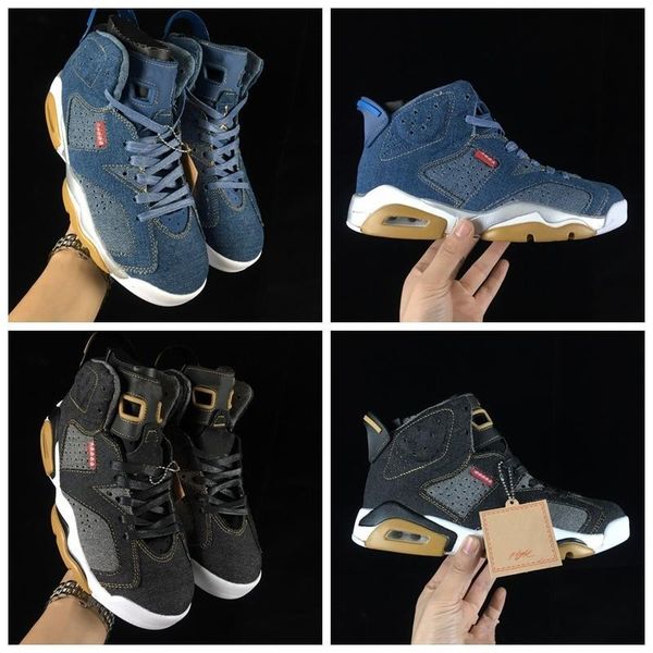

2019 new release 6 ls denim mens basketball shoes nrg 6s black blue jean jiont limited man trainers basket ball designer sneakers
