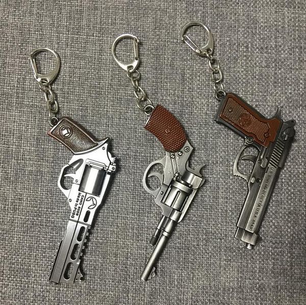 

handgun keychains - men's game gun model collection pistol key chain ring revolver souvenir men boy gift women bag charm, Silver