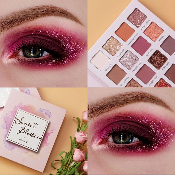 

maange gorgeous shining sequins pink eye shadow glitter shiny eyeshadow golden onion powder 16color palette