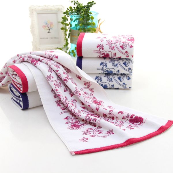 

2020 34*76cm 100%cotton face towel blue and white porcelain floral bath towel sports gym camping quick dry towels