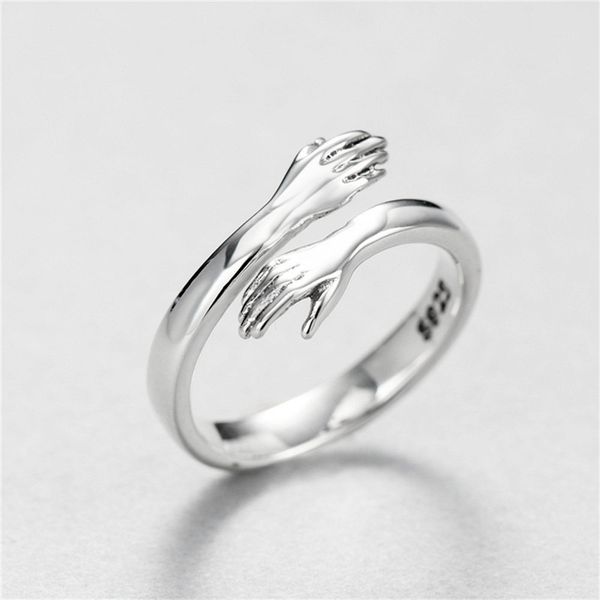 

2019 new creative hands embrace open midi rings for women ladies romantic style couple 925 sterling-silver-jewelry ymr002