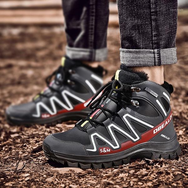 

new winter boots fur 2019 warm anti-skiing boots winter safety work shoes men shoes fashion rubber high large size 39-481, Black