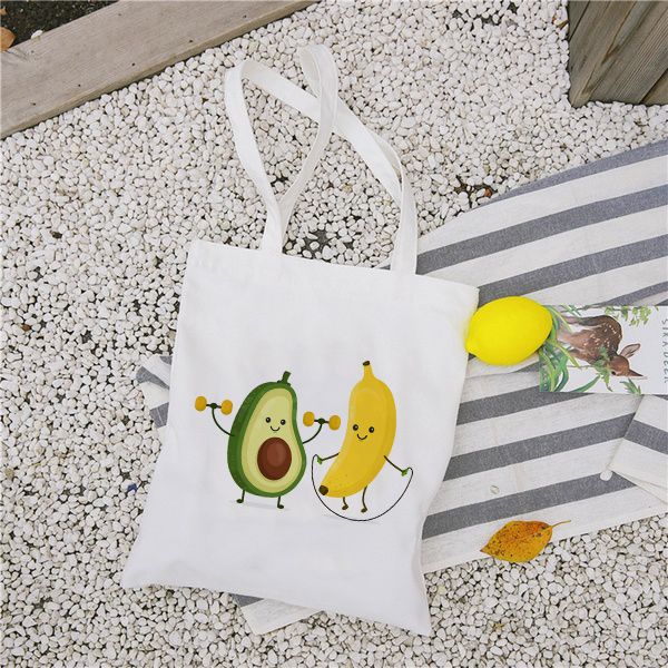 

funny avocado print canvas tote bag handbags eco reusable shopping bag student book bags ladies casual shopper