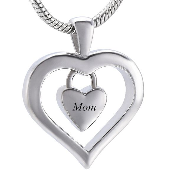 

ijd9962 double silver heart surface stainless steel cremation keepsake pendant for ashes jewelry memorial souvenir necklace jewelry