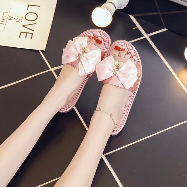 

monerffi women slides 2019 summer style fashion slippers sandals flip flops female casual beach slides bow comfortable flats, Black