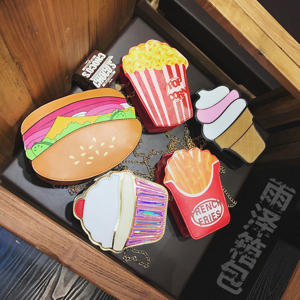 

new cool creative bag women chain shoulder bag phone cute ice cream burger clutch