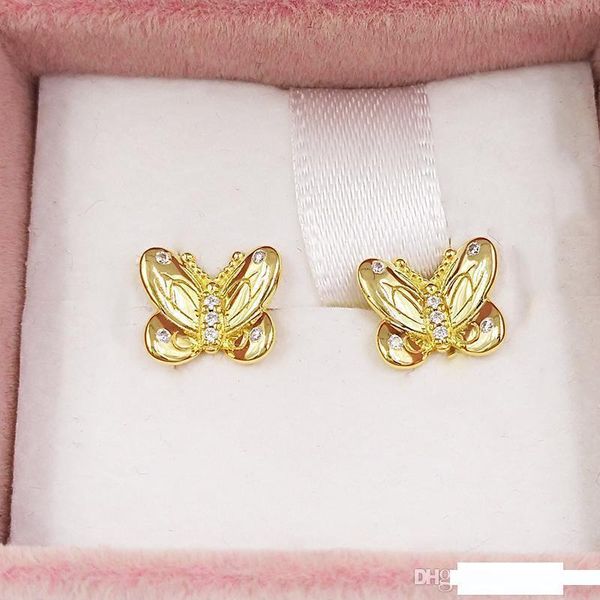 

authentic 925 sterling silver studs decorative butterflies stud earrings fits european pandora style studs jewelry 267921cz us$80&quot, Bronze;silver