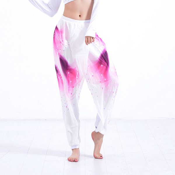 

women high stretchy yoga pants loose bloomers long leggings high rise comfy wide smooth antistatic pilate dance training trouser, White;red