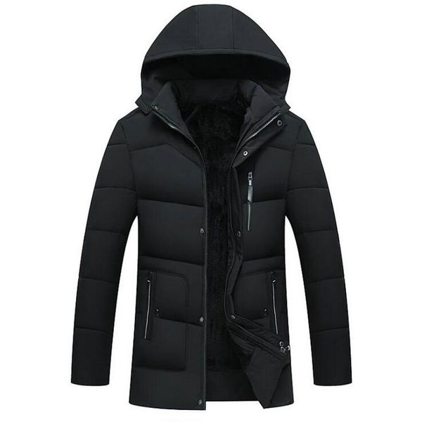 

men jacket coats thicken warm windbreaker nice winter jackets casual men parka hooded outwear cotton-padded chaqueta hombre, Black