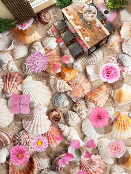 

настенные настенные настенные обои shell раковина цветок воды 3d напольная плитка ванная комната спальня 3d настенные росписи пвх водонепрон