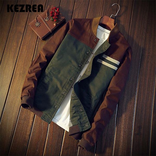

kezrea autumn men's jacket cultivate one's morality short paragraph matching collar jacket male baseball uniform plus size 5xl, Black;brown