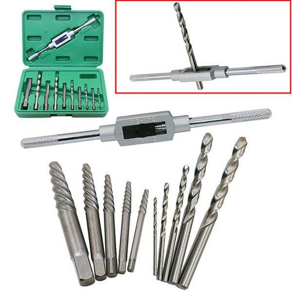 

11pcs/set screw extractor drill bit damaged broken screw bolt adjustable tap die wrench stud remover tool kit for woodworking