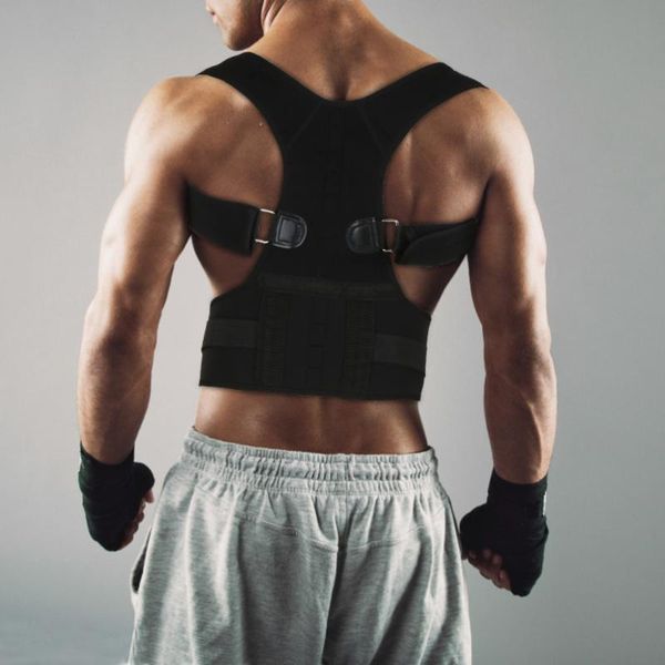 

magnetic therapy posture corrector brace shoulder spine back support belt for men women braces & supports belt shoulder posture, Black;blue