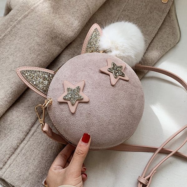 

cute lady round bag 2019 fashion new matte leather women's designer handbag sequin shoulder messenger bag purses