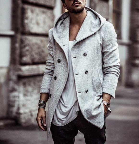 

zogaa fashion mens trench coat jacket spring autumn mens overcoats casual solid color woolen trench coat for men clothing 2019, Tan;black