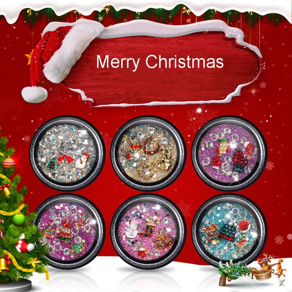 

1 bottle elf beads nail art rhinestone snowflake nail decoration christmas alloy diamond jewelry accessories tools, Silver;gold