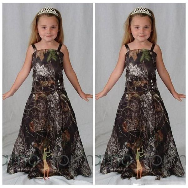 

2020 прекрасных camo девушка цветка для western country forest свадьбы line бретелек длинных девушки pageant вечерних платьев, White;blue