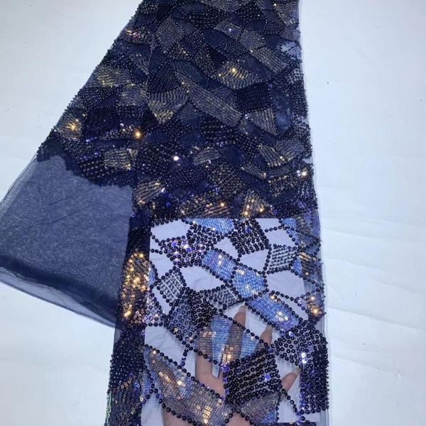 

latest african lace fabric french net embroidery dark blue sequins tulle lace fabric for nigerian party dress fz322, Pink;blue