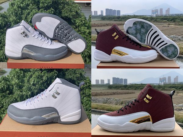 

with box 2019 mens and womens basketball shoes sneakers 12s xii dark grey game ball for men sports shoes