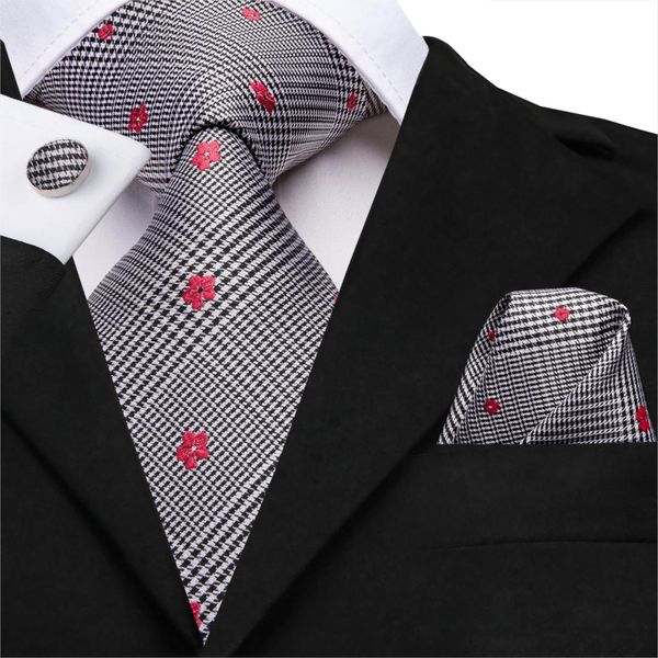 

hi-tie new necktie 100% silk mens tie red floral ties for men white black stripe wedding business woven tartan neck ties sn-3219, Black;blue