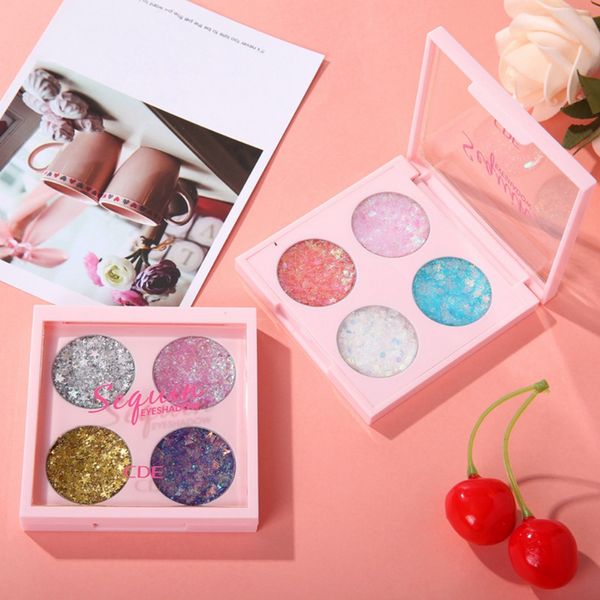 

wholesale 4 color sequin eyeshadow gel long-lasting brighten skin color waterproof luminous eye shadow cosmetic