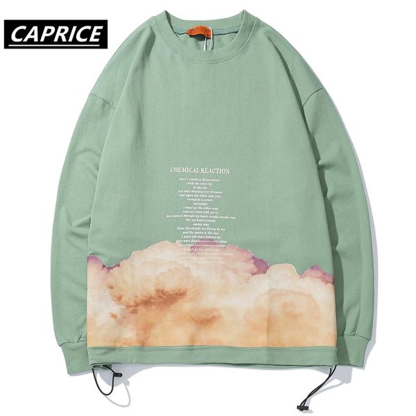 

caprice letter printed sweatshirts mens 2019 autumn harajuku casual cotton pullover fashion hip hop long sleeve streetwear, Black