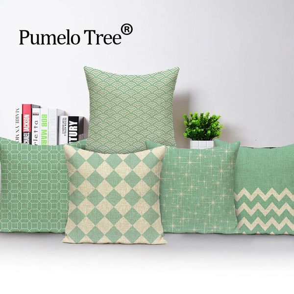 

geometric lattice wave green pillowcase car beds customized pillow cushion linen print cushions home decor custom cushion cover