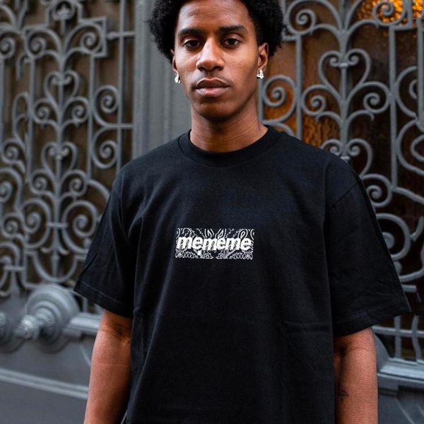 

19fw бандана box logo tee fashion street кейбоѬд коѬокие Ѭђкава summer casual solid color t-shirt hip hop мђжи White;black