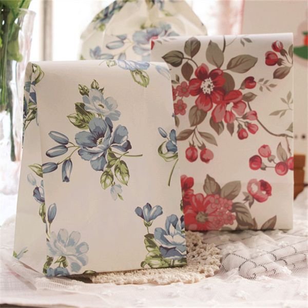 

red blue flower pattern paper candy box chocolate packaging bag wedding favors party gifts bag