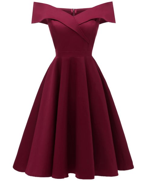 Compre Vestido De Fiesta Para Mujer Slash Neck Off Shoulder Fiesta Sexy A Line Satin S M L XL 2XL Vestidos Cortos De Noche Para Mujer A 19,15 € Del Fashiondress_gz | DHgate.Com