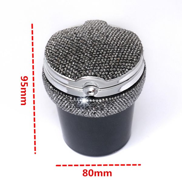 

rhinestones portable car ashtray with light crystal diamond led car ash tray ashtray storage cup holder black for girls woman