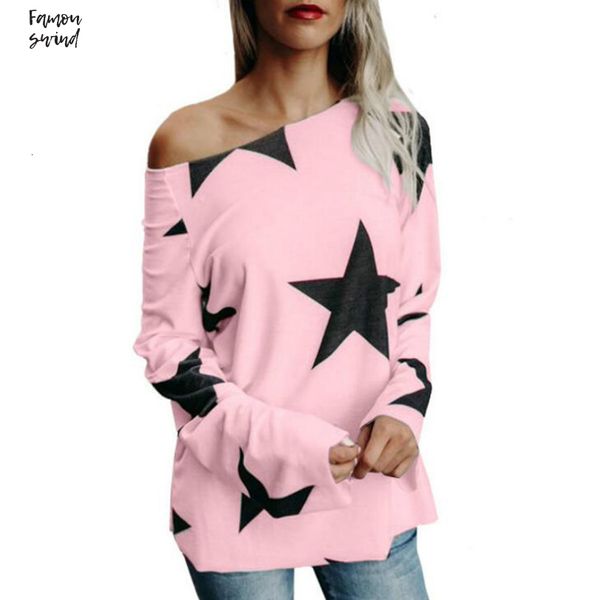 

плюс размер s блуза 3xl зима топы рубашки мода blusas с длинным рукавом o шеи regular принт звёзды женщины повседневная осень, White
